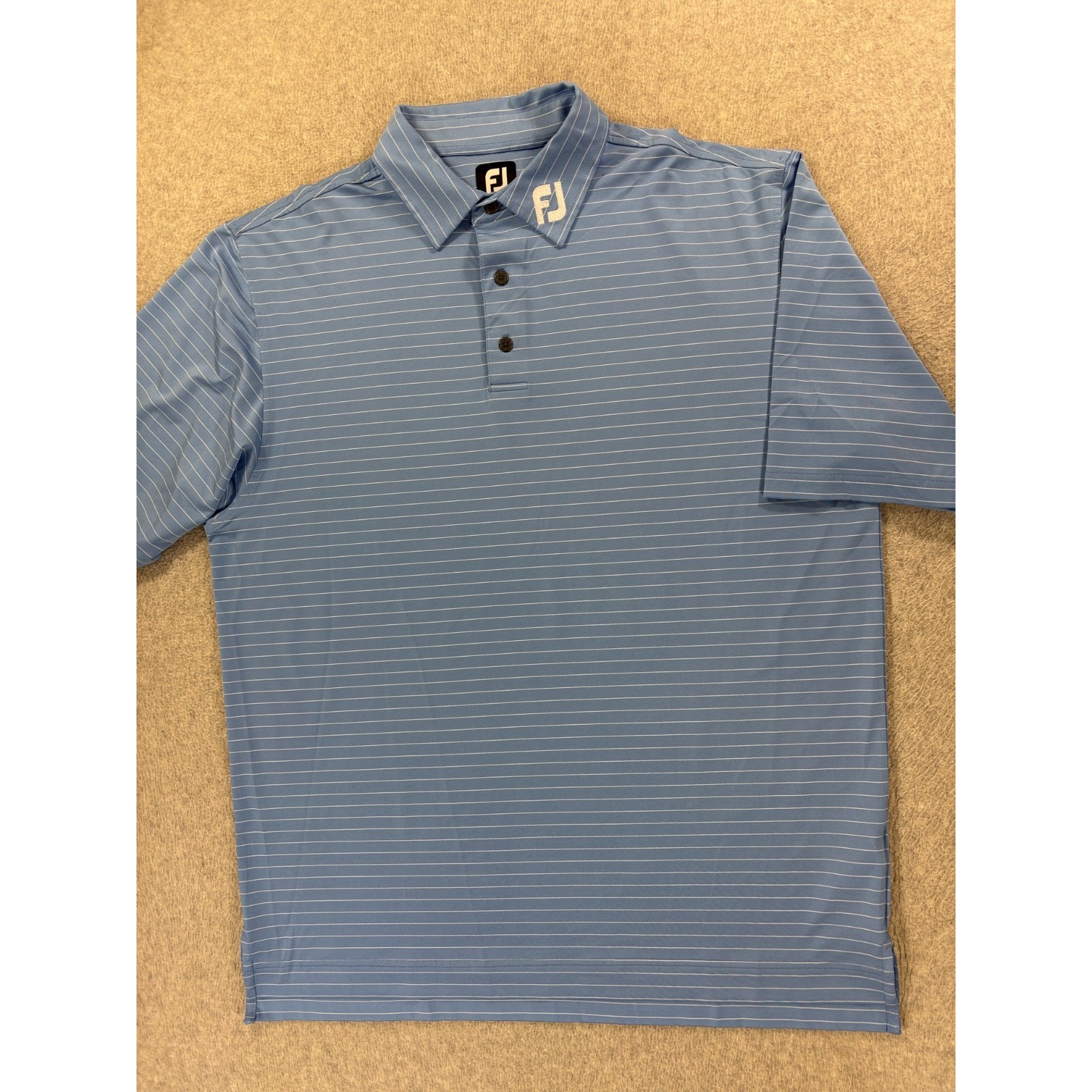 Footjoy Performance Striped Short Sleeve Golf Polo Shirt (Men's Large) Blue